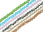 Chinese Crystal Glass appx 4mm Rondelle Bead Strand Set of 6 in 6 Colors appx 15-16"