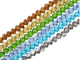 Chinese Crystal Glass appx 6mm Rondelle Bead Strand Set of 6 in 6 Colors appx 15-16"