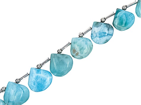 Larimar Graduated appx 9x8-11x10mm Teardrop Shape Bead Strand appx 15 ...