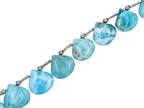 Larimar Graduated appx 9x8-11x10mm Teardrop Shape Bead Strand appx 15-16"