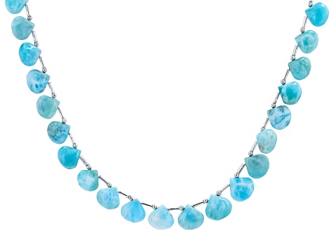 Larimar Graduated appx 9x8-11x10mm Teardrop Shape Bead Strand appx 15-16"