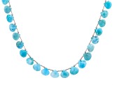 Larimar Graduated appx 9x8-11x10mm Teardrop Shape Bead Strand appx 15-16"