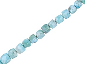 Larimar Graduated Faceted appx 4x4-8x8mm Cube Shape Bead Strand appx 15-16"