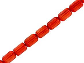 Red Bamboo Coral Barrel Shape appx 9x6mm Bead Strand appx 15-16"