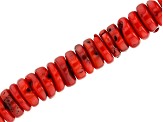 Red Bamboo Coral appx 8-14mm Free-Form Disc Shape Bead Strand appx 15-16"