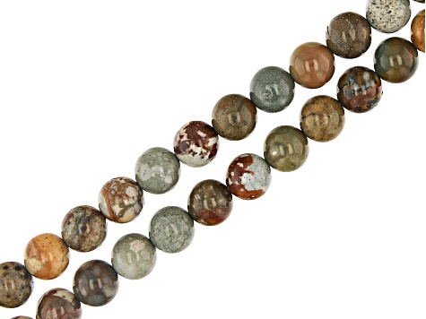 Rocky Butte Jasper Round appx 8mm Bead Strand Set of 2 appx 15-16"