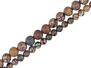 Rhyolite Round appx 4-6mm Bead Strand Set of 2 appx 15-16"