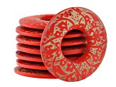 Carved Wooden Focal Top Drilled Set of 24 in 3 Shapes & Colors