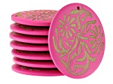 Carved Wooden Focal Top Drilled Set of 24 in 3 Shapes & Colors