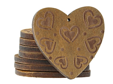 Carved Wooden Focal Top Drilled Set of 24 in 3 Shapes & Colors