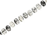 Black Tourmalinated Quartz Faceted Oval Shape appx 11x8-12x9mm Bead Strand appx 15-16"