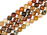 Matte Agate & Matte Earth Agate Round appx 8-10mm Bead Strand Set of 8 appx 14-15"