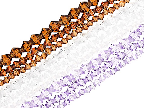 Chinese Crystal Glass Faceted appx 3-6mm Bicone Bead Strand Set of 30 in 10 Colors appx 13-15"