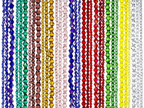 Multicolor Crystal Glass Faceted appx 3-6mm Bicone Bead Strand Set of 33 in 11 Colors appx 13-14"
