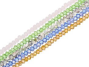 Chinese Crystal Glass Faceted Rondelle Bead Strand Set of 5 in 5 Colors appx 15-16"