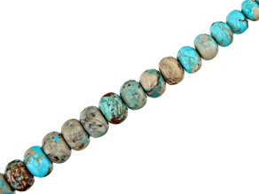 Arkansas Turquoise & Turquoise in Matrix Graduated Rondelle appx 8-14mm Bead Strand appx 13-14"