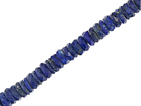Lapis Lazuli Graduated appx 4-6mm Faceted Wheel Shape Bead Strand appx 15-16"