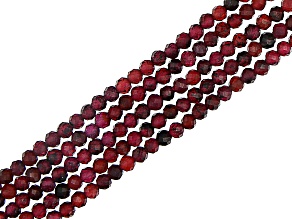 Garnet Faceted appx 3mm Round Bead Strand Set of 5 appx 14-15"