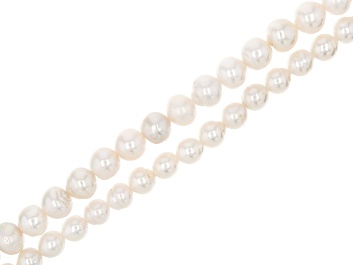 Picture of White Cultured Freshwater Pearl Semi-Round Bead Strand Set of 2 appx 14-15"