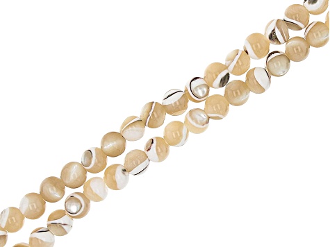 Shell and Mother of Pearl Round appx 5-6.5mm Bead Strand Set of 6 in 3 Colors appx 15-16"