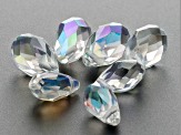 Rainbow Coated Crystal Glass Faceted Briolette Shape Top Drilled Beads 175 Pieces Total