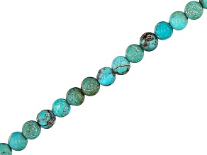 Hubei Blue Turquoise in Matrix appx 4mm Round Bead Strand appx 15-16"