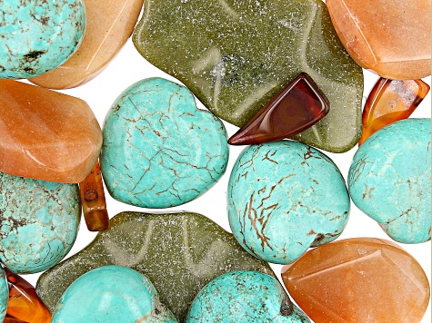 Mixed Stone Focal Beads in Assorted Shapes 28 Pieces Total
