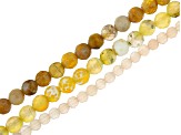 Multi-Agate Faceted appx 4-6mm Round Bead Strand Set of 3 appx 13-15"