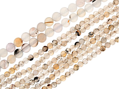 Agate appx 4-6.5mm Round Bead Strand Set of 8 appx 13-13.75"
