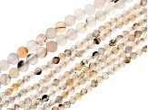 Agate appx 4-6.5mm  Round Bead Strand Set of 8 appx 13-13.75"