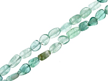 Picture of Green Fluorite appx 7-8mm Tumbled Nugget Bead Strand Set of 2 appx 13-13.75"