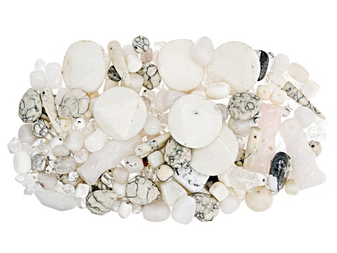 1lb. White & Gray Shades Mixed Bead Parcel in Assorted Shapes & Sizes