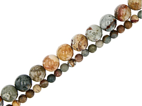 Rocky Butte Impression Jasper appx 4-8mm Round Bead Strand Set of 2 appx 15-16"