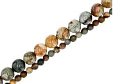 Rocky Butte Impression Jasper appx 4-8mm Round Bead Strand Set of 2 appx 15-16"