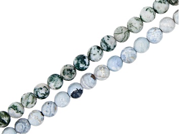 Picture of Blue Porcelain Jasper & Matte Tree Agate Round appx 6mm Bead Strand Set of 2 appx 15-16"