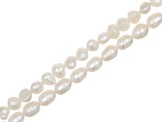 White Cultured Freshwater Pearl Fancy Nugget & Rice Shape Bead Strand Set of 2 appx 13-14"