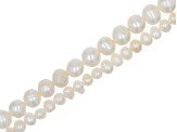 White Cultured Freshwater Pearl appx 5-9mm Potato Shape Bead Strand Set of 2 appx 13-14"