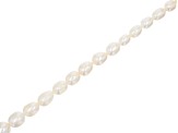 White Cultured Freshwater Pearl Graduated appx 4-10mm Rice Shape Bead Strand appx 14-15"