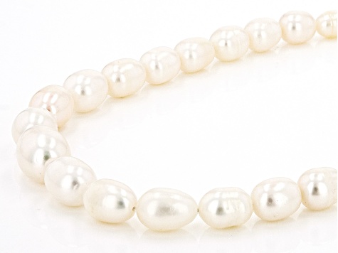 White Cultured Freshwater Pearl Graduated appx 4-10mm Rice Shape Bead Strand appx 14-15"