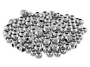Stainless Steel Diamond Cut Round Large Hole Spacer Beads in 2 Sizes 150 Pieces Total