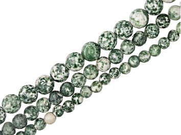 Picture of Mixed Ornamental Stone appx 6-10mm Round Bead Strand Set of 3 appx 13-14"