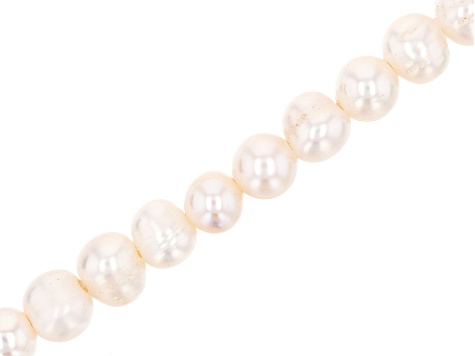 White Cultured Freshwater Pearl appx 9-10mm Potato Shape Large Hole Bead Strand appx 13-14"