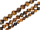 Tigers Eye Faceted appx 6-10mm Off-Round Bead Strand Set of 3 appx 14-15"