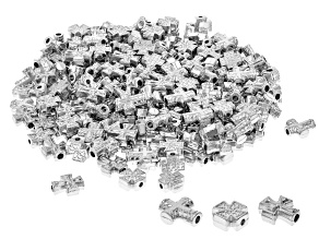 Silver Tone Cross Shape Metal Beads in 4 Styles 225 Pieces Total