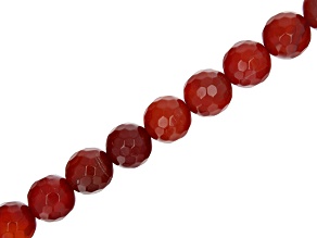 Carnelian Faceted appx 13mm Round Bead Strand appx 14-15"