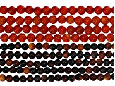 Carnelian and Sard appx 4-5.5mm Round Bead Strand Set of 9 appx 14-15"
