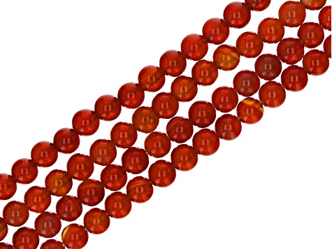 Carnelian and Sard appx 4-5.5mm Round Bead Strand Set of 9 appx 14-15"