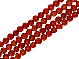 Carnelian and Sard appx 4-5.5mm Round Bead Strand Set of 9 appx 14-15"