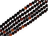 Carnelian and Sard appx 4-5.5mm Round Bead Strand Set of 9 appx 14-15"