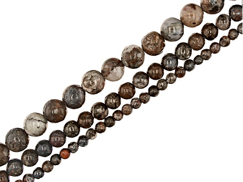 Pietersite appx 4-8mm Round Bead Strand Set of 3 appx 15-16"